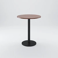 Restaurant Table, 30" Round W Sealer, Dark Walnut, Bar Ht Orbit Base, Bronze, Brass