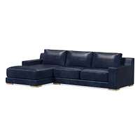 Dalton 121" Right 2-Piece Chaise Sectional, Saddle Leather, Nut, Almond