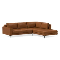 Harper 107" Right 2-Piece Bumper Chaise Sectional, Saddle Leather, Nut, Dark Bronze