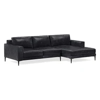 Harper 118" Right 2-Piece Chaise Sectional, Saddle Leather, Nut, Dark Bronze