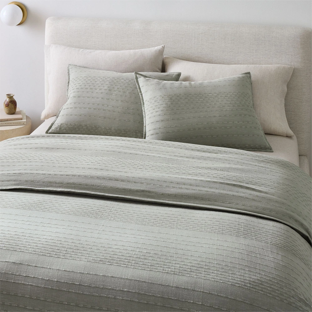 Reese Linen Cotton Full/Queen Duvet, White