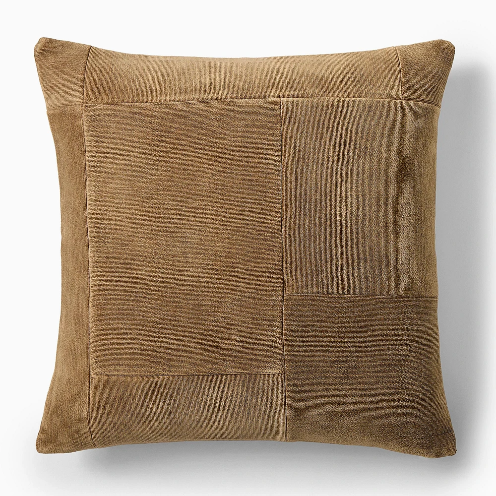 Patchwork Chenille Pillow Cover, 20x20, Sand