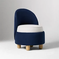 Paola Round Back Swivel Desk Chair Performance Velvet Ink Blue Blonde