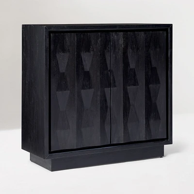 Carved Pattern 47” Entry Cabinet, Burnt Wax