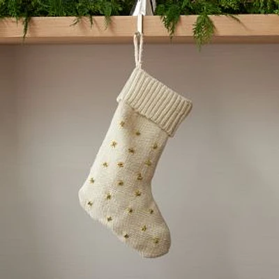 Knit Metallic Thread Starburst Stocking