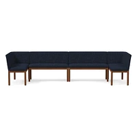 Hargrove Banquette  2 Benches + Left Arm Single Right YDLW Alabaster Cool Walnut