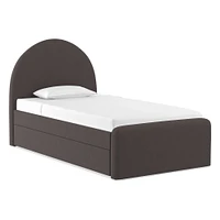 Elora Arched Upholstered Trundle, Twin, Performance Yarn Dyed Linen Weave, Alabaster