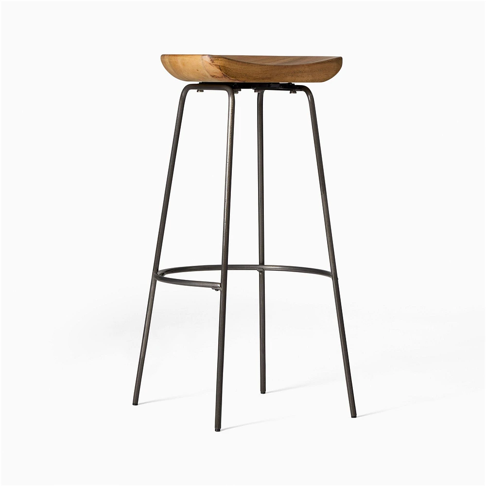 Alden Swivel Bar Stool, Mango Wood, Mild Steel