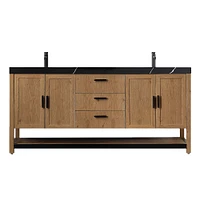 Whitby 60" Double Vanity Pecan Oak Black Quartz Top