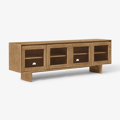 Chip & Dent: Anton 80" Media Console With Glass Doors, Burnt Wax