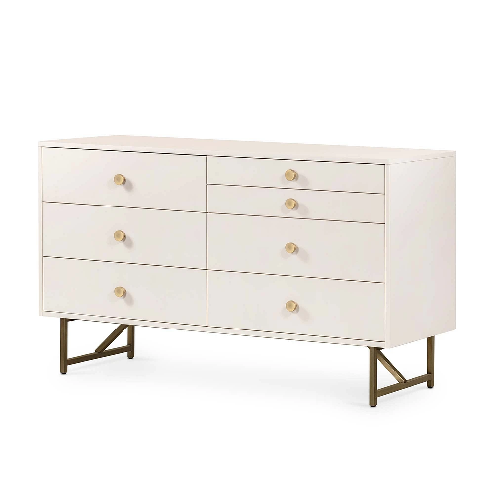 Lilia 58.25" 7-Drawer Dresser, Matte Alabaster