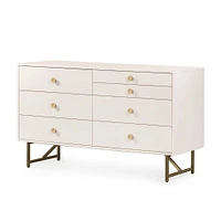 Lilia 58.25" 7-Drawer Dresser, Matte Alabaster