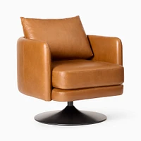 Auburn Swivel Chair Poly Saddle Leather Nut Dark Bronze