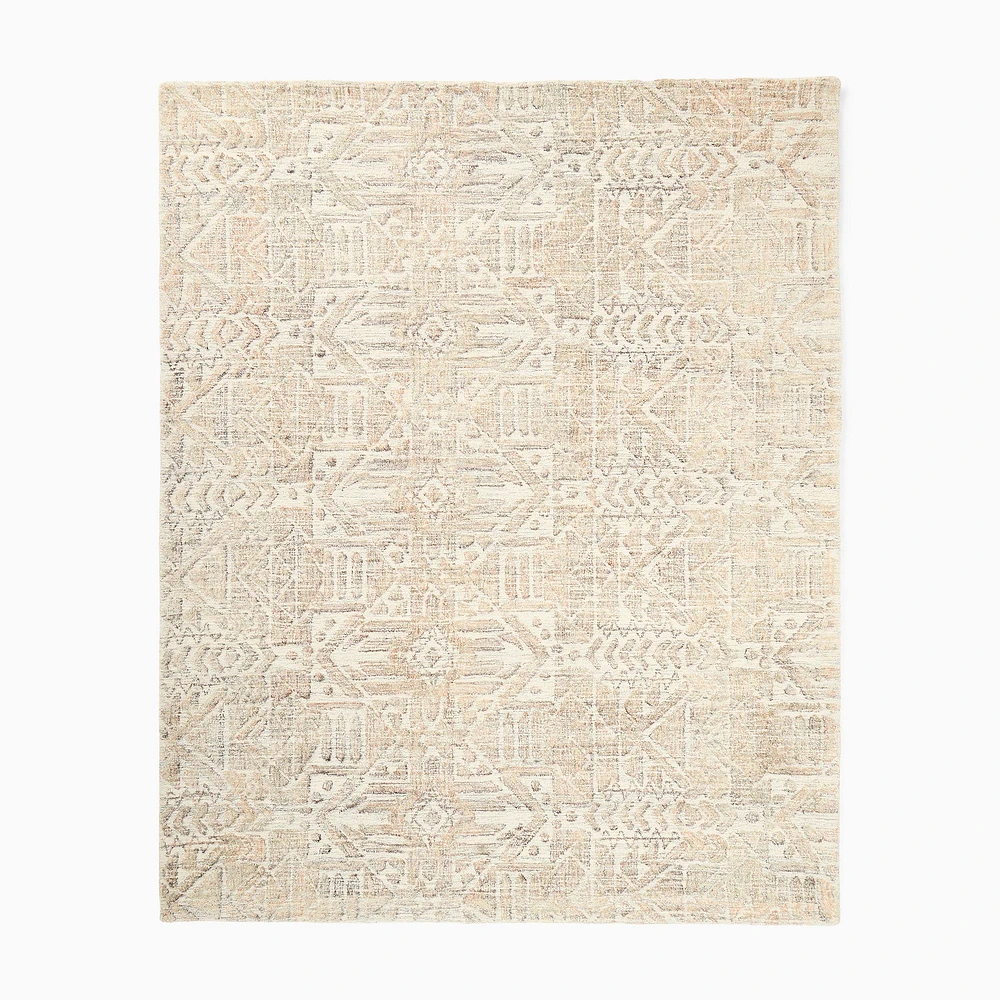 Chip & Dent: Hieroglyph Tufted Wool Rug, 5x8, Slate