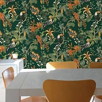 Birds of Paradise Wallpaper, Green, 56 sq ft