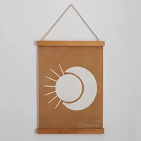 Sun Moon Terracotta Cream Wood Framed Wall Art, 11"x14"