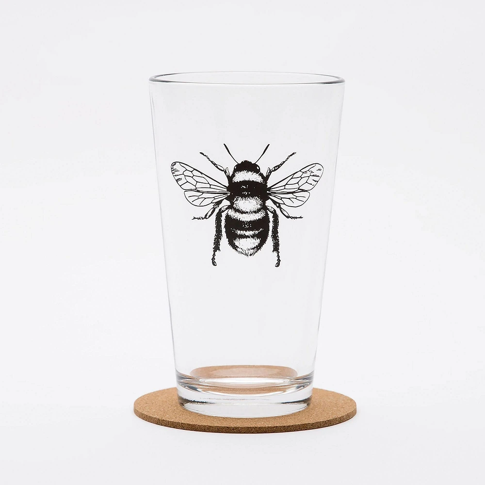 Bee Pint Glass Black