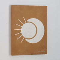 Sun Moon Terracotta Cream Wood Framed Wall Art, 11"x14"