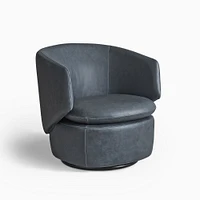 Crescent Swivel Chair, Poly, Saddle Leather, Nut