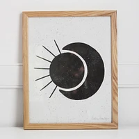 Sun Moon Terracotta Cream Wood Framed Wall Art, 11"x14"