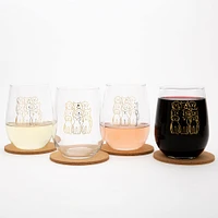 Bee Stemless Wine Glass Black