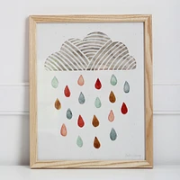 Rain Cloud Watercolor Wood Framed Wall Art, 11"x14"