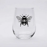 Bee Stemless Wine Glass Black