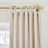 Open Box:European Flax Linen
  Curtain with Tie Top and Blackout Liner, Olive Melange, 48x84