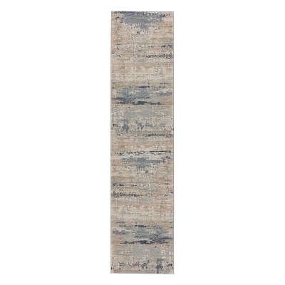 Ronan Abstract Landscape Performance Rug, 5.25'x8', Jet Stream/Vintage Khaki