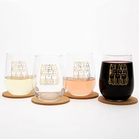 Bee Stemless Wine Glass Black