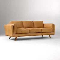 Zander 90" Sofa, Ludlow Leather, Gray Smoke, Almond