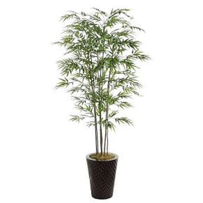 Faux Potted Bamboo Tree, 8', Green