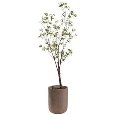 Faux Potted Blossom Tree, 7.5', Green