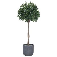 Faux Potted Bay Leaf Topiary, 28"L x 28"W x 70"H, Green