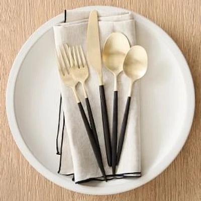 Gaze Black Champagne Satin 20-Piece Flatware Set, Service for 4