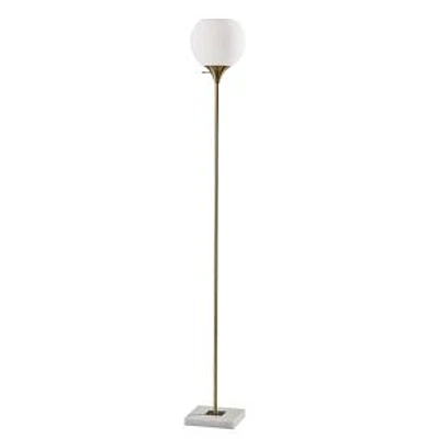 Slimline Torchiere Floor Lamp, Milk, Brass