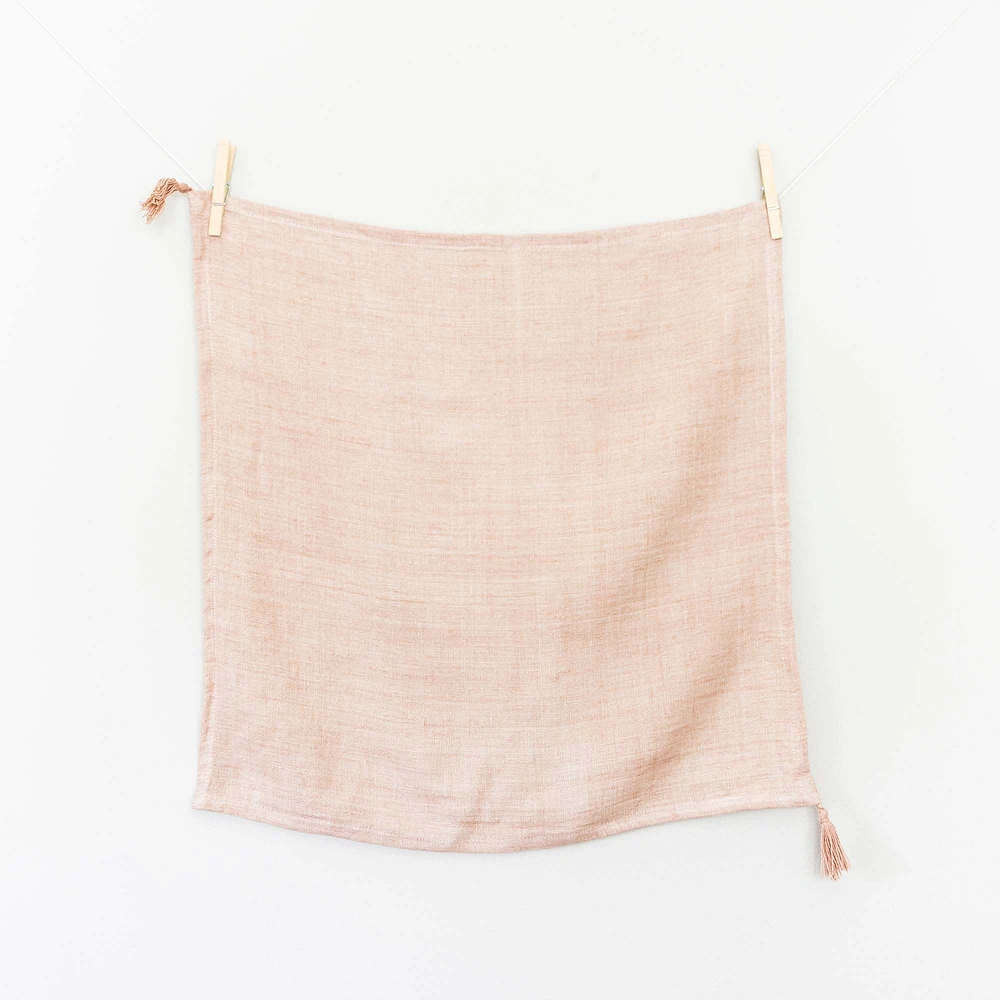 Stone Washed Linen Tassled Dinner Napkin Blush