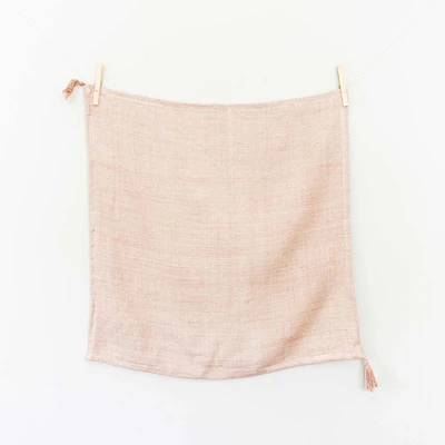 Stone Washed Linen Tassled Dinner Napkin Blush