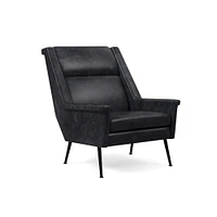 Carlo Highback Chair, Poly, Saddle Leather, Nut, Brass