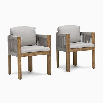 Porto Outdoor Dining Chairs, Driftwood, Pearl Gray, Set of 2