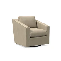 Tessa Swivel Chair, Poly, Saddle Leather, Nut, Concealed Support