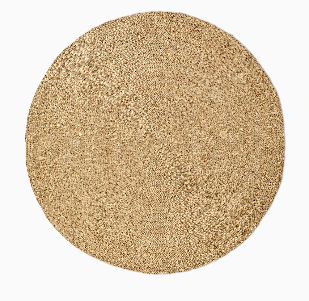 Chunky Braided Jute Round Rug, 6' Round, Natural