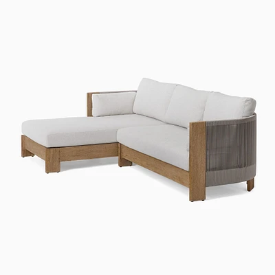 Porto Outdoor 2-Piece Chaise Sectional, 105", Left Arm Sofa, Right Chaise, Driftwood, Pearl Gray