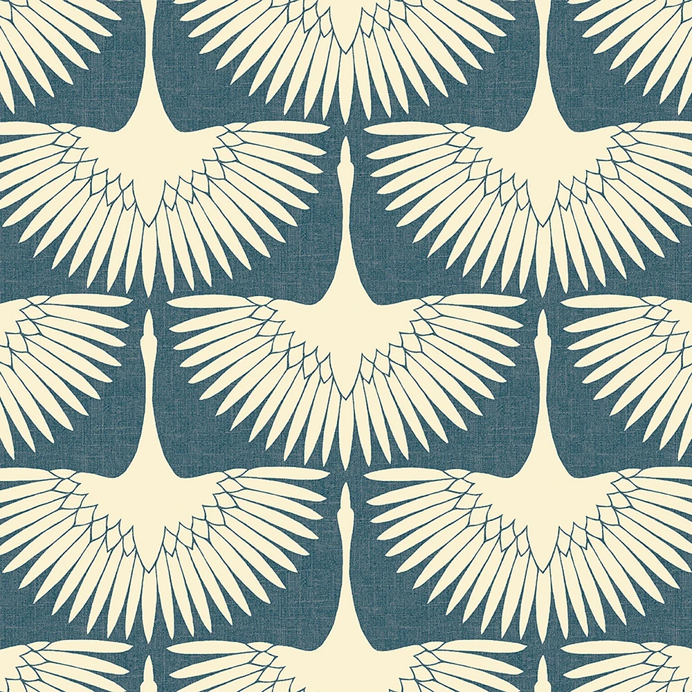 Feather Flock Wallpaper, Denim Blue, 28 sq ft