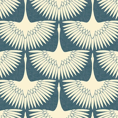 Feather Flock Wallpaper, Denim Blue, 28 sq ft