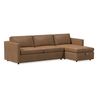 Harris 108" Right Multi-Seat Queen Sleeper Sectional w/ Storage, Saddle Leather, Nut