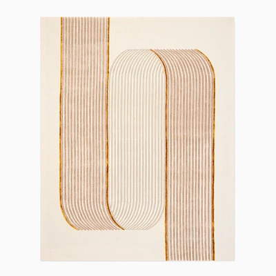 Chip & Dent: Ribbon Tufted Wool Rug, 5'x8', Clay