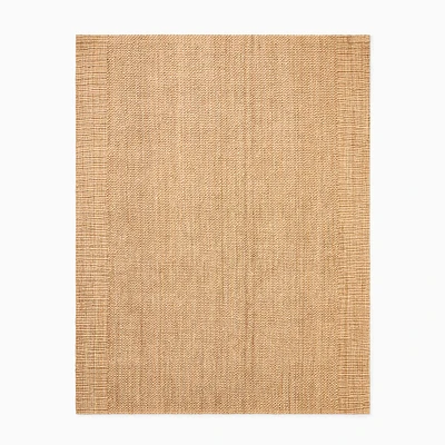 Chip & Dent: Jute Boucle Stripe Border Rug, 6'x9', Natural