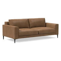 Harper 86" Sofa, Saddle Leather, Nut, Dark Bronze