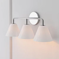Sculptural 3-Light Sconce, Cone Mini, Clear, Chrome, 8"